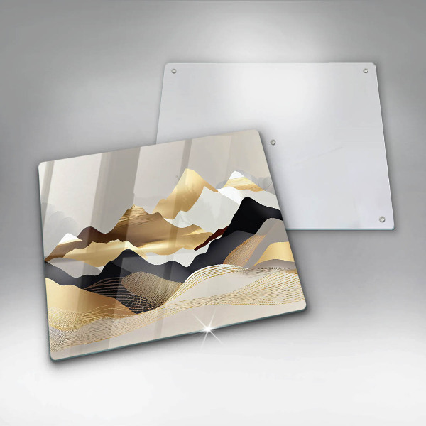 Tagliere in vetro Montagne dorate astratte