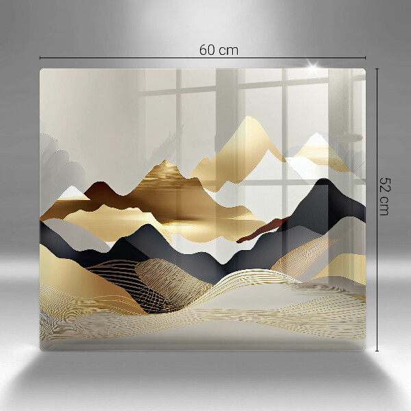 Tagliere in vetro Montagne dorate astratte