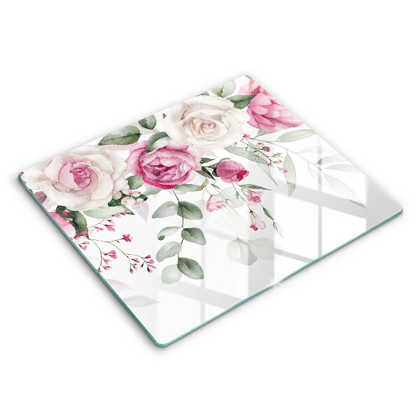 Tagliere in vetro Rose dell'acquerello