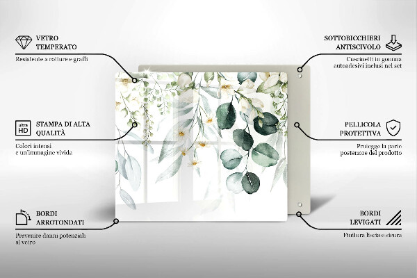 Tagliere in vetro Piante ad acquerello