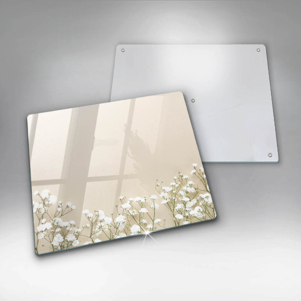 Tagliere in vetro Fiori boho in gesso