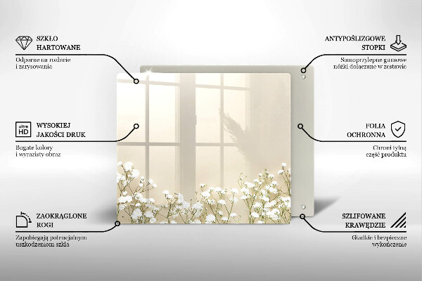 Tagliere in vetro Fiori boho in gesso