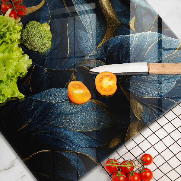 Tagliere in vetro Foglie decorative con oro