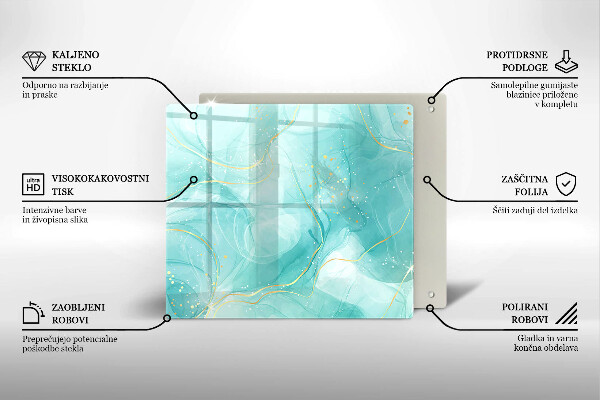 Tagliere in vetro Astrazione blu e oro