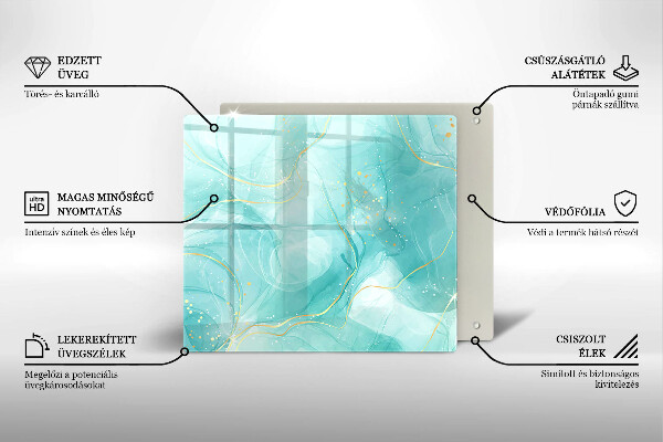 Tagliere in vetro Astrazione blu e oro