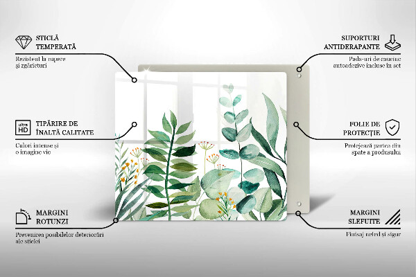 Tagliere in vetro Illustrazione delle foglie delle piante