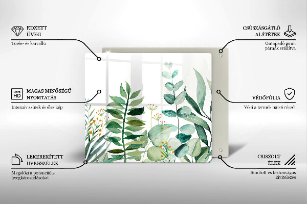 Tagliere in vetro Illustrazione delle foglie delle piante