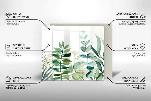 Tagliere in vetro Illustrazione delle foglie delle piante