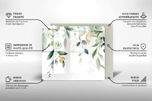 Tagliere in vetro Foglie ad acquerello