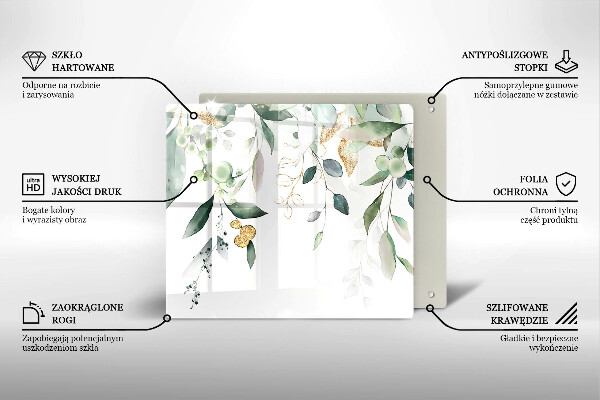 Tagliere in vetro Foglie ad acquerello