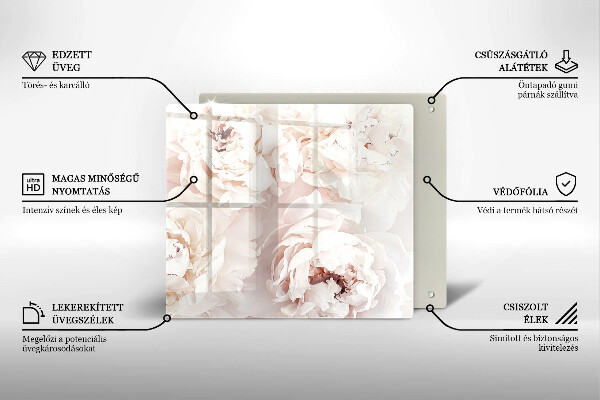 Tagliere in vetro Peonie pastello