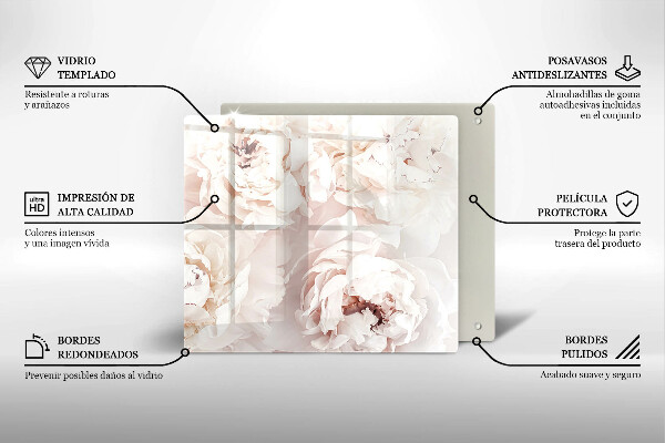 Tagliere in vetro Peonie pastello