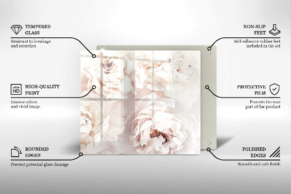 Tagliere in vetro Peonie pastello