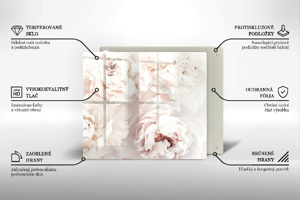 Tagliere in vetro Peonie pastello