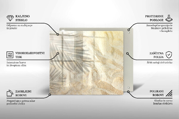 Tagliere in vetro Foglie di palma e sabbia