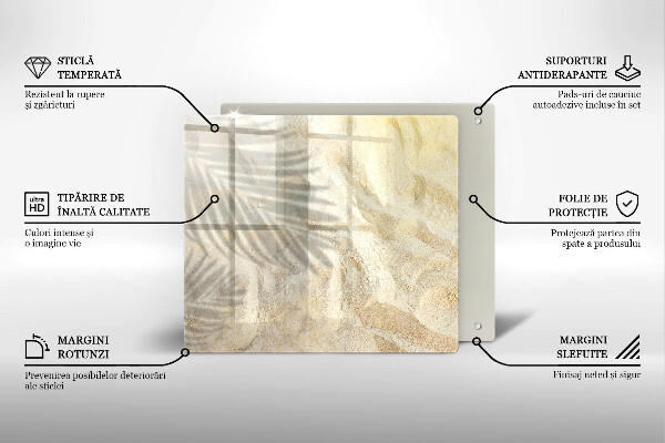 Tagliere in vetro Foglie di palma e sabbia