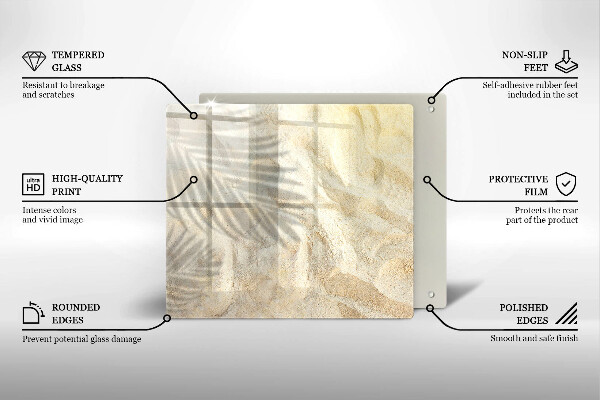 Tagliere in vetro Foglie di palma e sabbia