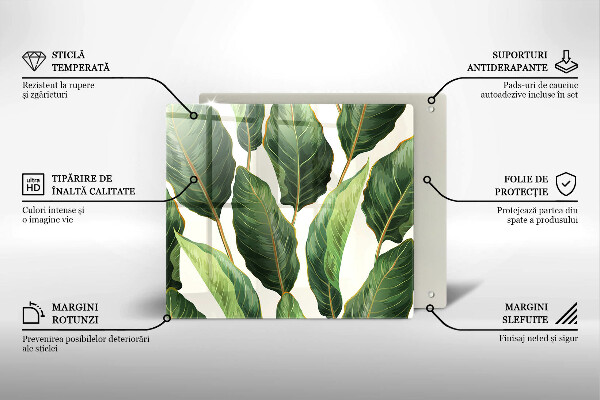 Tagliere in vetro temperato Foglie di banana