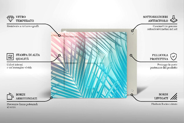 Tagliere in vetro temperato Foglie pastello