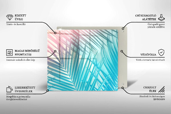 Tagliere in vetro temperato Foglie pastello