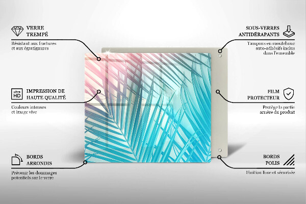 Tagliere in vetro temperato Foglie pastello