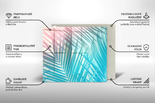 Tagliere in vetro temperato Foglie pastello