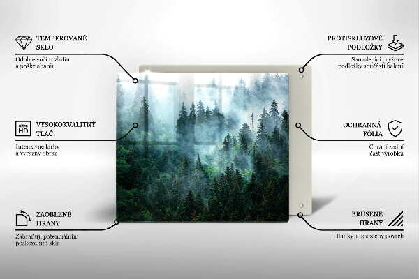 Tagliere in vetro temperato Foresta nella nebbia