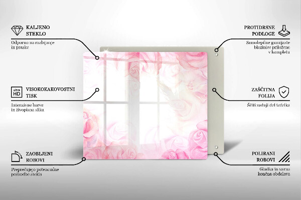 Tagliere in vetro temperato Sfondo delicato di rose