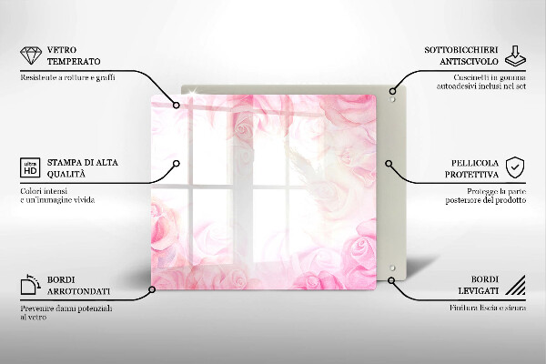 Tagliere in vetro temperato Sfondo delicato di rose