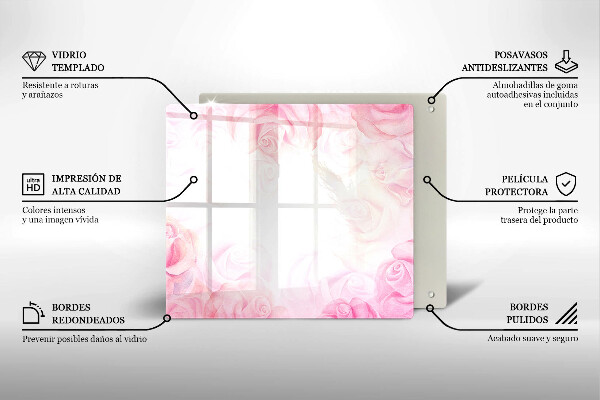 Tagliere in vetro temperato Sfondo delicato di rose