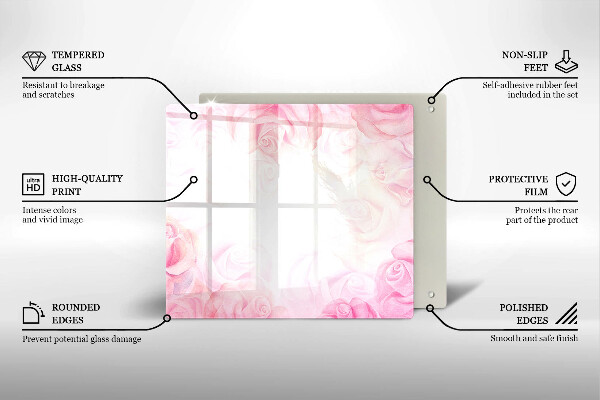 Tagliere in vetro temperato Sfondo delicato di rose