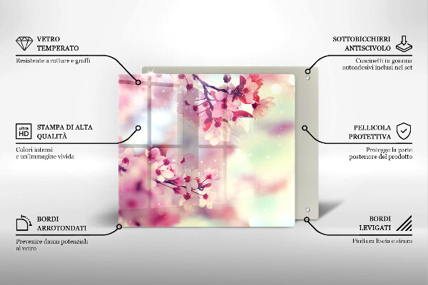 Tagliere in vetro temperato Fiori di melo naturali