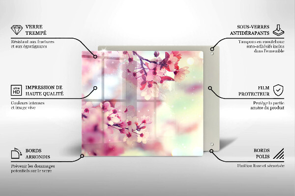 Tagliere in vetro temperato Fiori di melo naturali