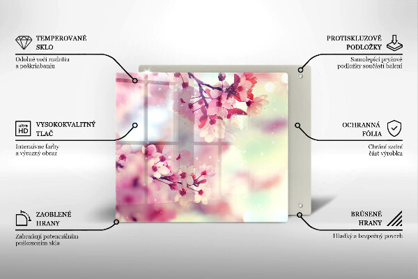 Tagliere in vetro temperato Fiori di melo naturali
