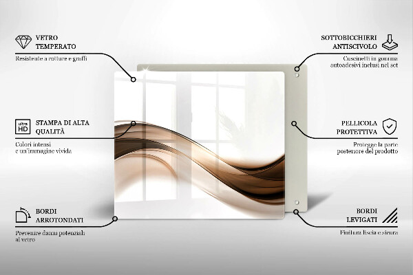 Tagliere in vetro temperato Linee marroni astratte