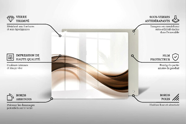 Tagliere in vetro temperato Linee marroni astratte