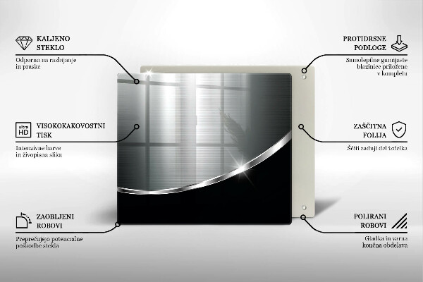 Tagliere in vetro temperato Astrazione con metallo