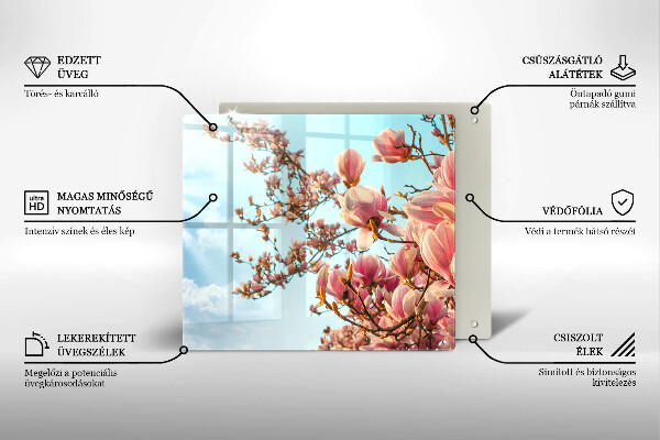 Tagliere in vetro temperato Albero di fiori rosa