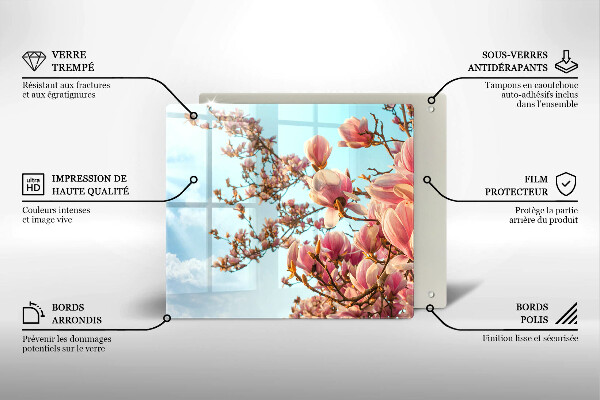 Tagliere in vetro temperato Albero di fiori rosa