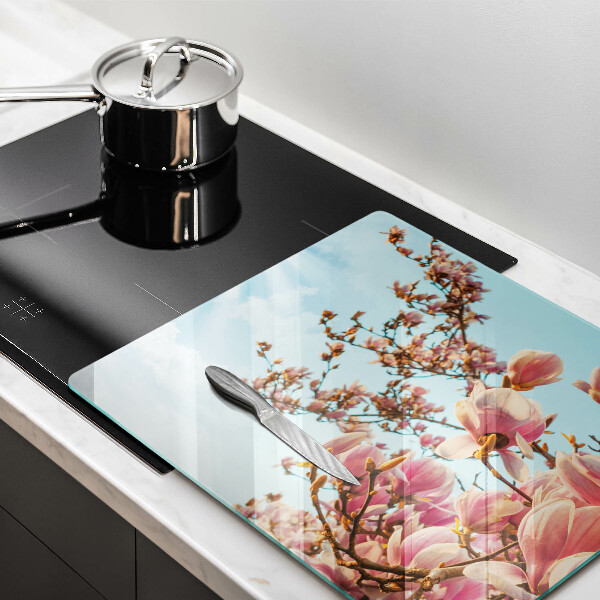 Tagliere in vetro temperato Albero di fiori rosa