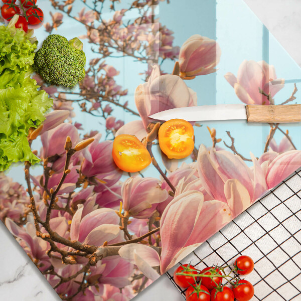 Tagliere in vetro temperato Albero di fiori rosa