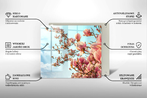 Tagliere in vetro temperato Albero di fiori rosa