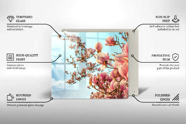 Tagliere in vetro temperato Albero di fiori rosa