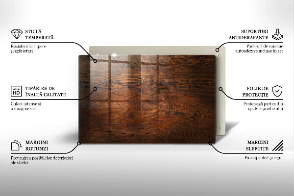 Tagliere in vetro temperato Tavola in legno scuro
