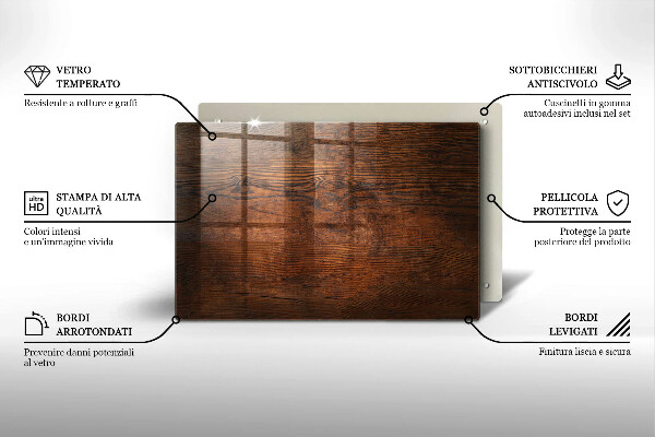 Tagliere in vetro temperato Tavola in legno scuro