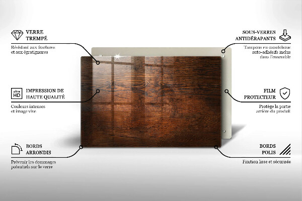 Tagliere in vetro temperato Tavola in legno scuro