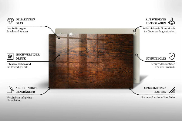 Tagliere in vetro temperato Tavola in legno scuro
