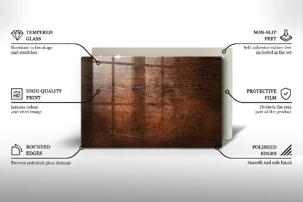 Tagliere in vetro temperato Tavola in legno scuro