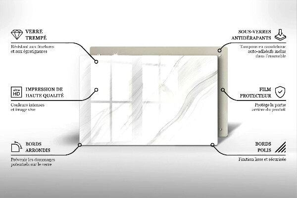 Tagliere in vetro temperato Marmo delicato