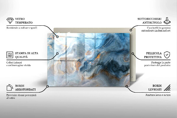 Tagliere in vetro temperato Trama di marmo